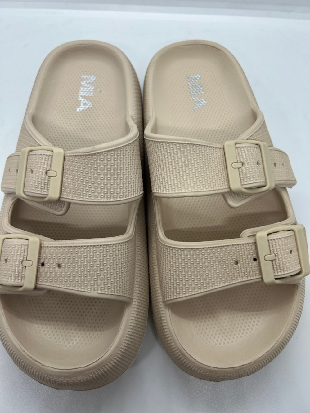 Womens Mia Ligth Beige Libbie Comfort Cushioned Platform Slide Sandals Sz 8 - Picture 4 of 8